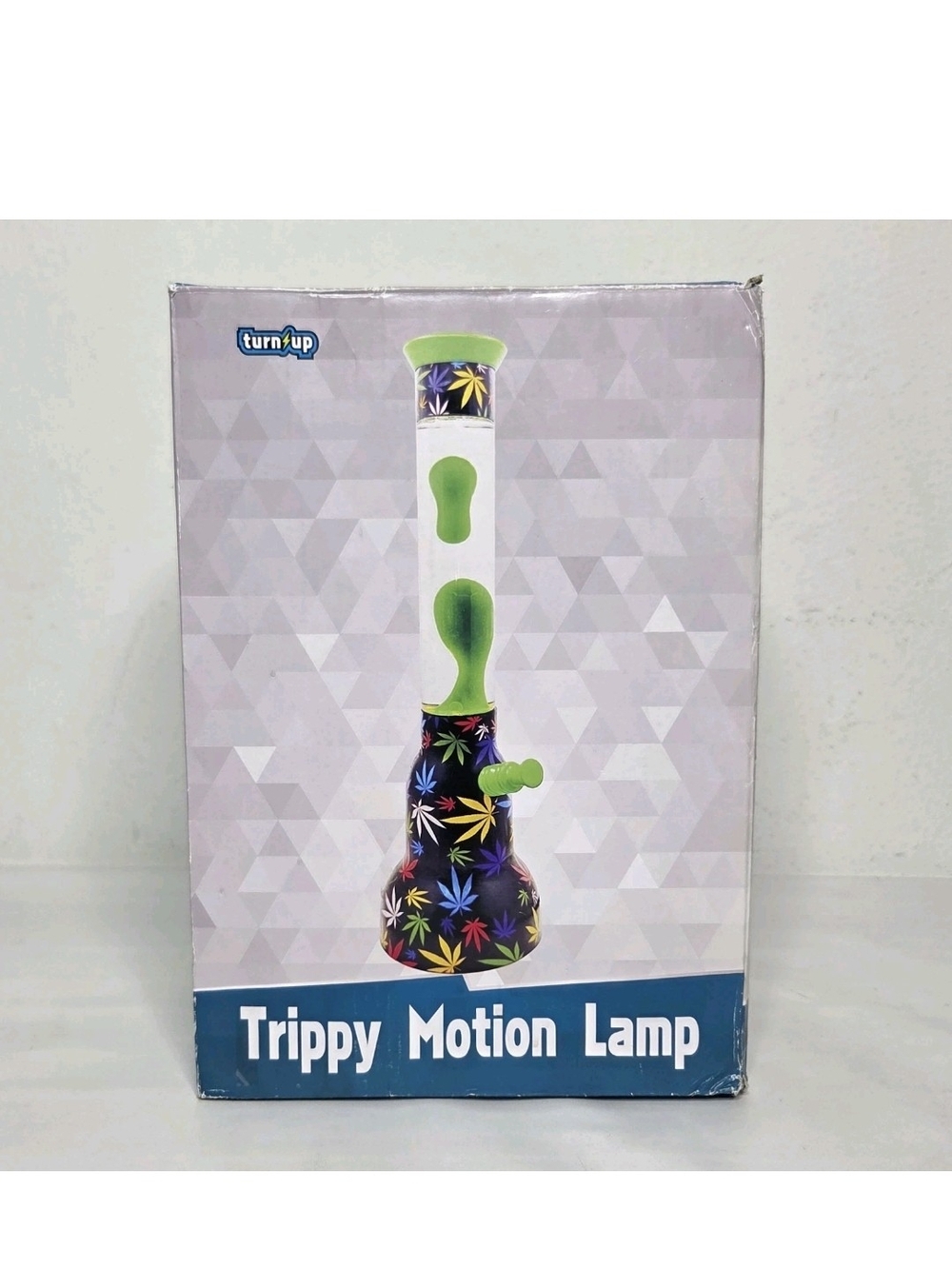Trippy Motion Lava Lamp 17" Green Wax Clear Liquid Leaves Hippie Novelty NEW